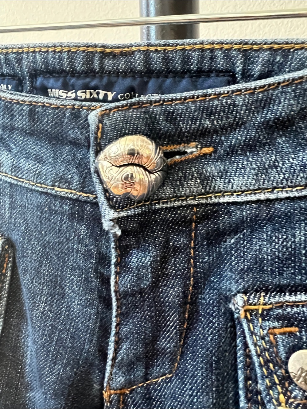 Miss Sixty Vintage Y2K bootcut low riseDark Blue Bootcut Jeans with Flap Pockets - Picture 8 of 11